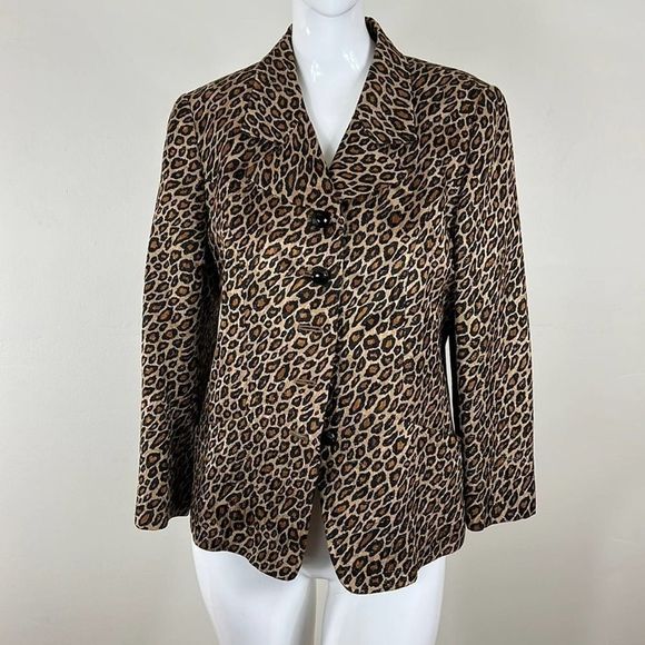 Vintage Leilian leopard print jacket coat blazer size 7 - Picture 1 of 10